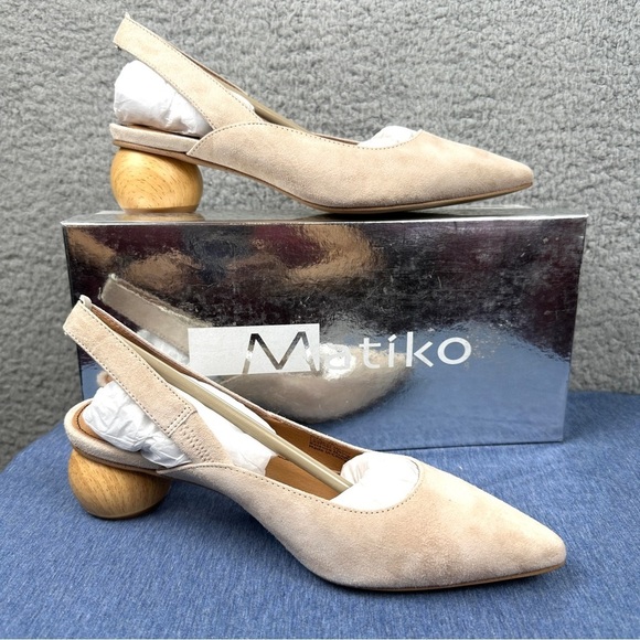 Matiko Shoes Circa Womens EUR 36 US 6 Peach Pointed Toe Slingback Sphere Heel NW - Picture 1 of 7